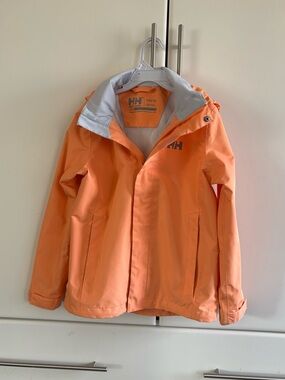 Helly Hansen Kids' Light Orange Waterproof Rain Jacket Girls Size 10
